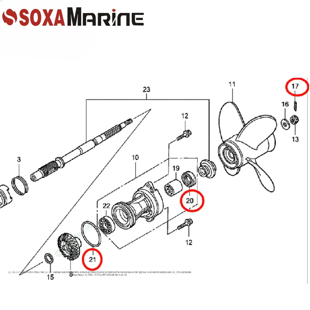 Lower Unit Gearbox Oil Seal Kit for Honda BF8 BF10 BF15 BF20 Outboard 91351-ZV4-003 91252-ZW9-003 91251-935-004 image 4