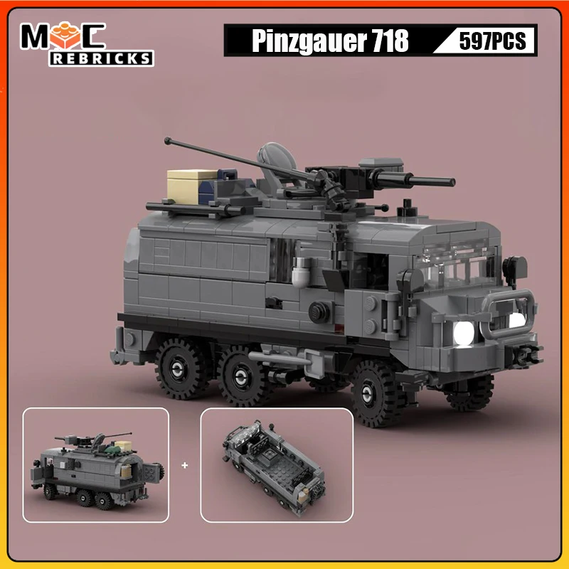 MOC Technology Armored Vehicle Pinzgauer 718 Military Trucks Customized Base Model Building Blocks Cars Sets Kid's Bricks Toys