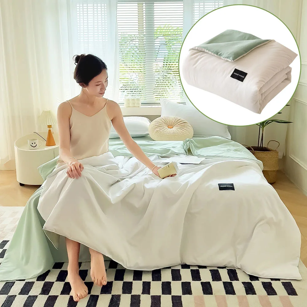 1PC Solid Color Spring Summer Quilt Blanket Bed Cover Two-sided Quilted Comforter 150/180/200/220cm Single Bed King Queen