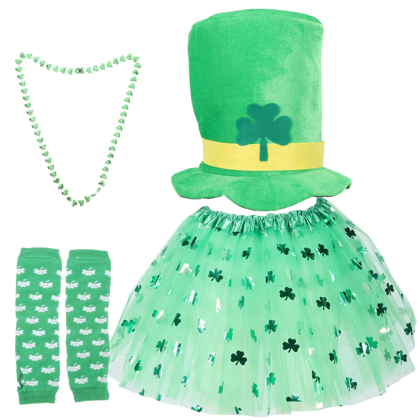 

Набор аксессуаров для костюма на День Святого Патрика: украшения в виде клевера, реквизит для вечеринок и фотосессий, праздничный ирландский декор, удобный универсальный размер.