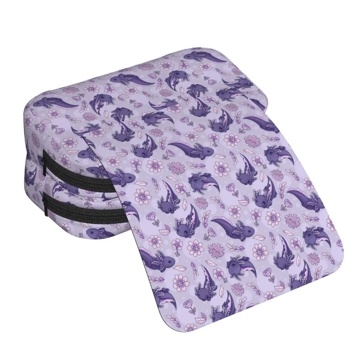 Cute Cartoon Axolotl And Floral Pattern Pencil Case for Studen Gifts Pen Box Pencil Bag Stationery Supplies Pen Holder Bag