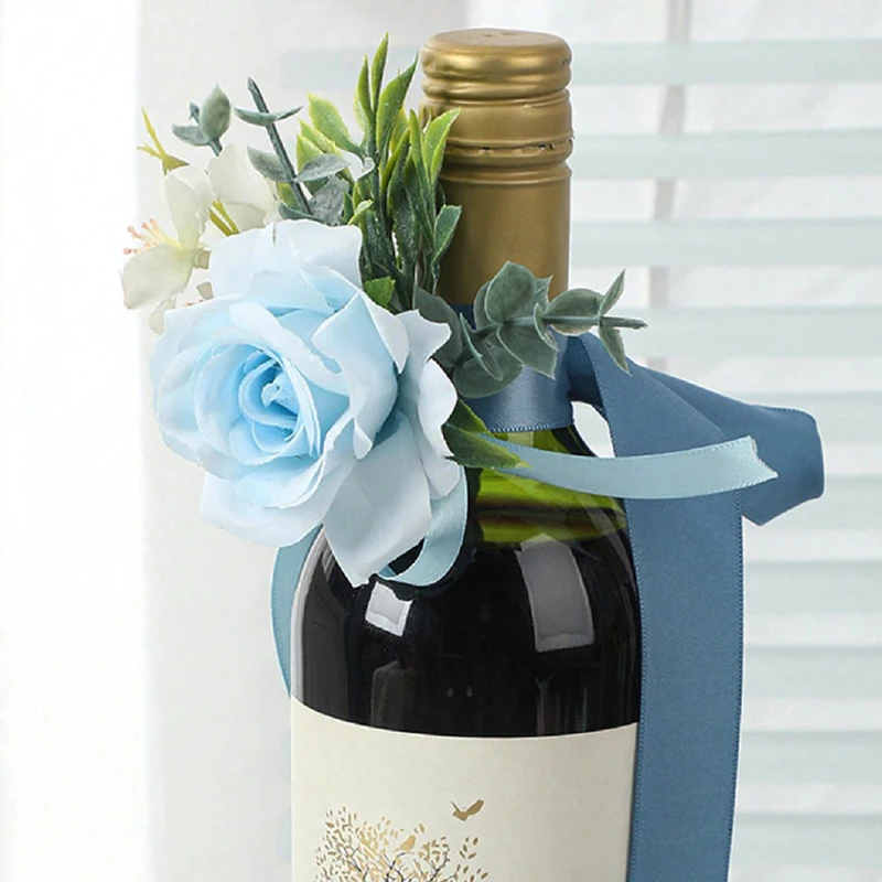 Azul lótus rosa corsage e boutonniere baile de formatura flor artificial pulso corsage pulseiras baile corsage pulseira