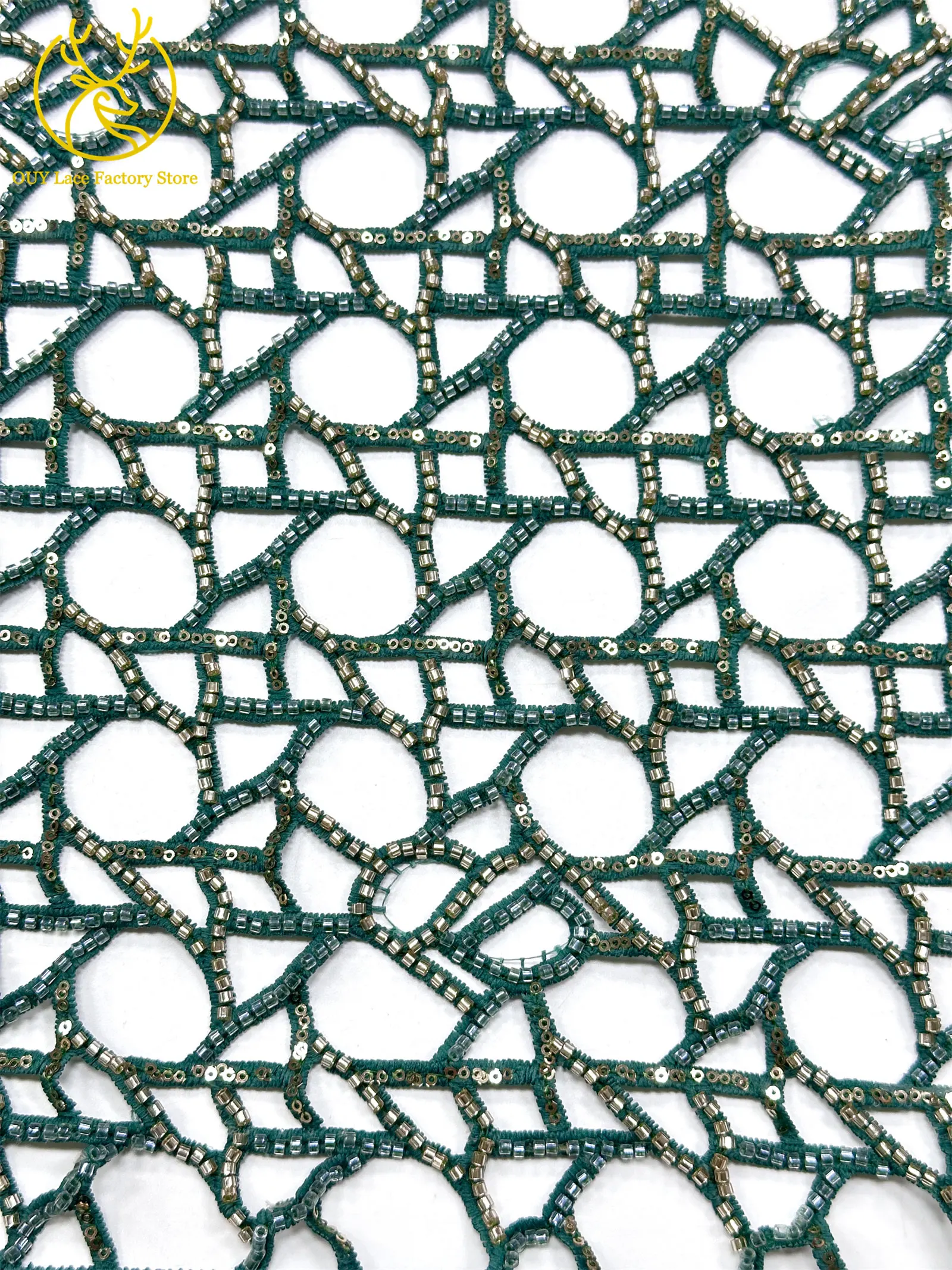 Neues Design Afrikanischer Perlen-Braidschnur-Spitzenstoff 2026 Hochwertiger französischer nigerianischer Netzspitzenstoff zum Nähen von Damen-Partykleidern – Detail 7