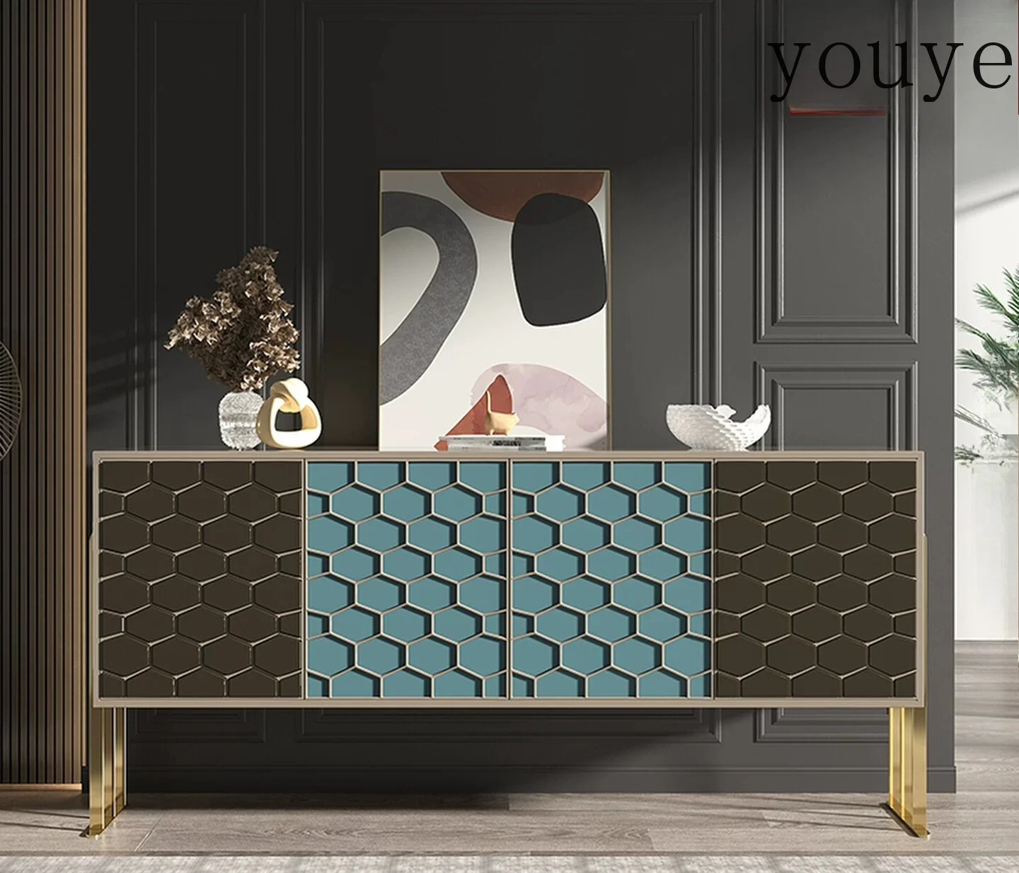 

Light luxury entrance cabinet, living room against the wall storage cabinet, modern simple and advanced dining side cabinet