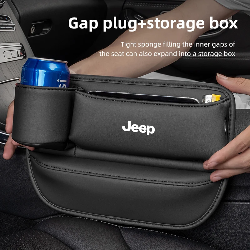 

Leather Car Seat Gap Storage Box Gap Side Storage Box for Jeep JPB Renegade Wrangler JK Compass Grand Cherokee Gladiator