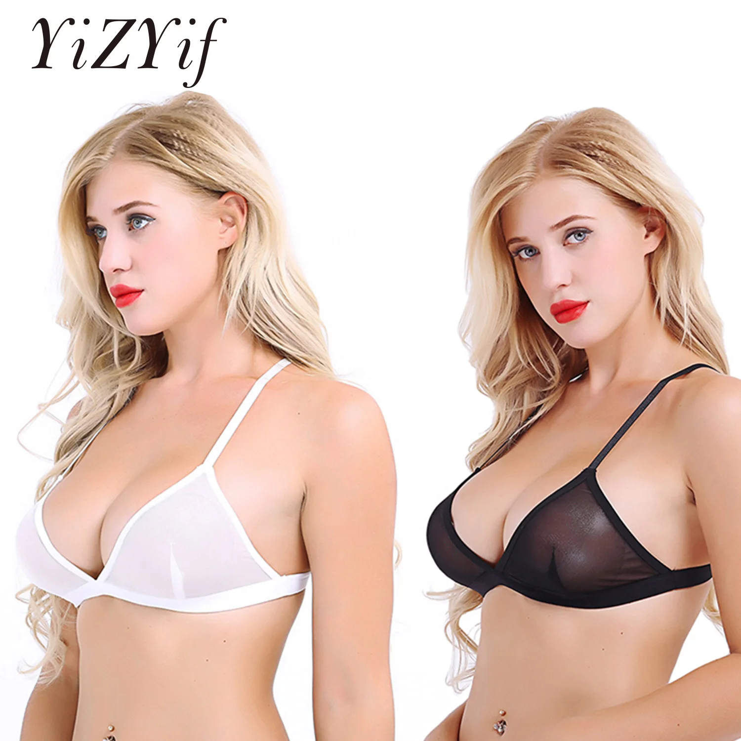 

YiZYiF Sexy Bra Women Lingerie Bralette Soft Sheer Mesh Triangle Bralette Wire-free Unlined Bra Sexy Women Bra Mesh Tank Top