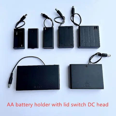 Boîte de piles AA 2/3/4/6/8 X, support de batterie avec interrupteur de couvercle, câble de prise cc 5.5-2.1, compartiment de batterie 1/2 pièces