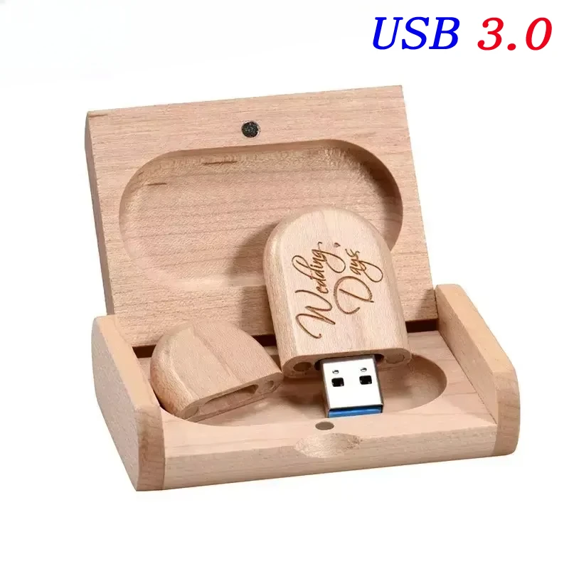 Regalo di nozze Chiavetta USB 3.0 64 GB Logo personalizzato Scatola di legno Chiavetta USB da 32 GB Pendrive Campione gratuito Disco U Memory Stick da 16 GB 8 GB 4 GB