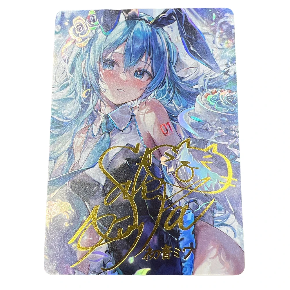 Hatsune Miku foil stamping signature texture matte DIY Flower marriage Collectible cards Holiday gifts Refractive brilliance