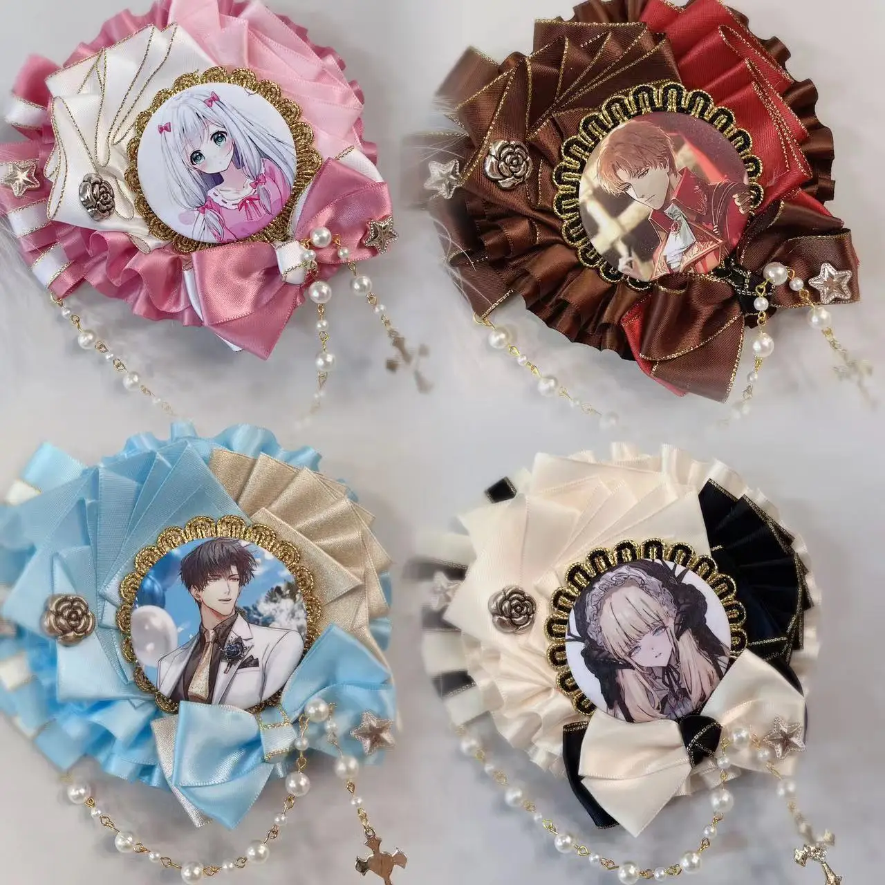 luxo-75mm-cracha-base-bandeja-titular-preenchimento-ita-saco-acessorios-fita-cracha-roseta-anime-cosplay-anime-decoracao