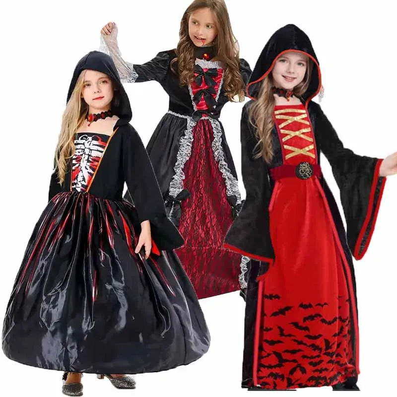 

Halloween Girls Dress Kids Princess Costume Children Carnival Party Fancy Dress New Fashion Birthday Frock 4-12 Years Old