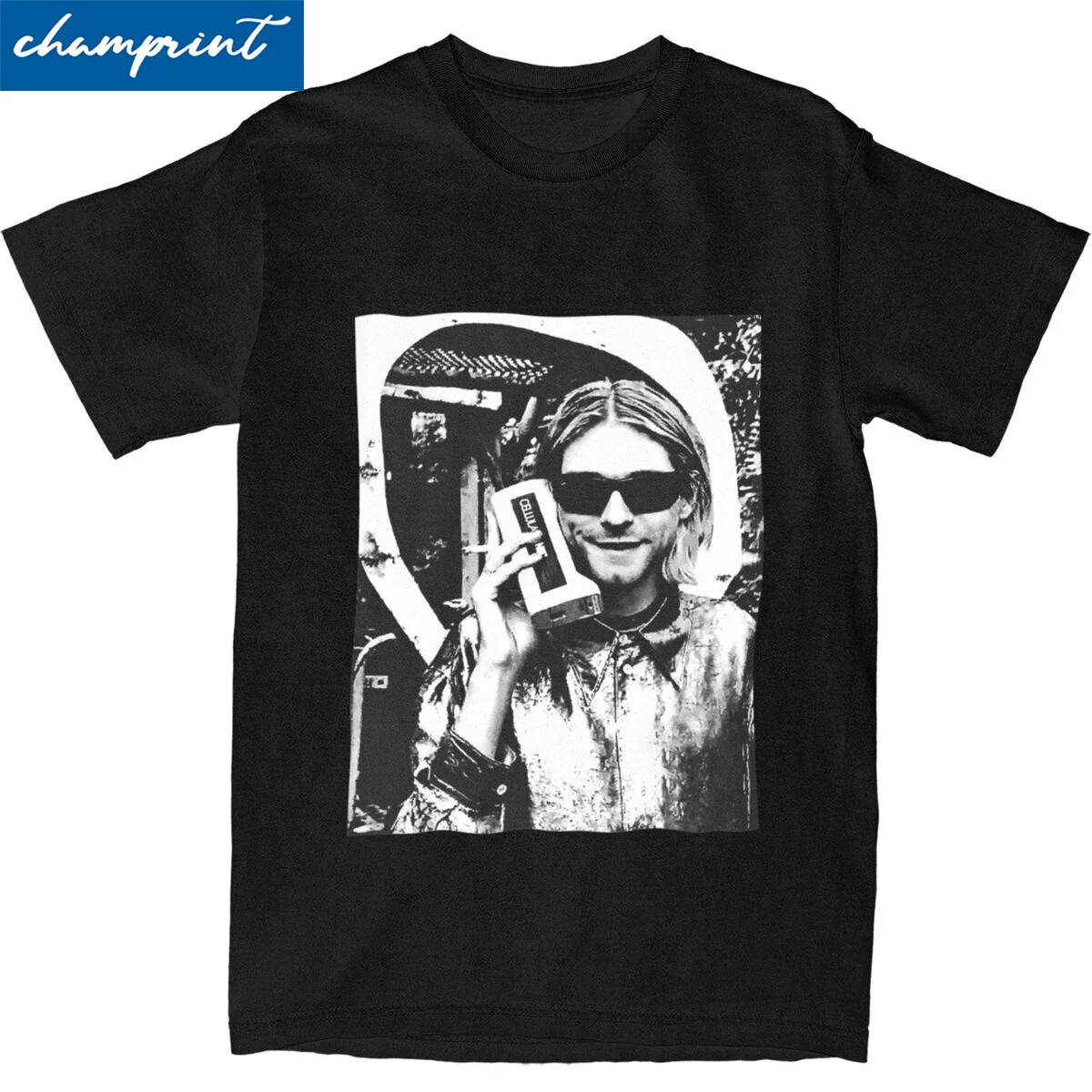 Kurt Cobain Mobile Phone T-Shirts for Men Women 90s Punk Novelty 100% Cotton Tees Round Collar T Shirt Plus Size Clothing