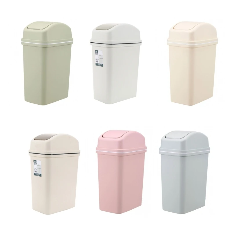 Trash Can Easy Swing Lid Trash Container, Spacious Odor Resistant Garbage Bin Dropship