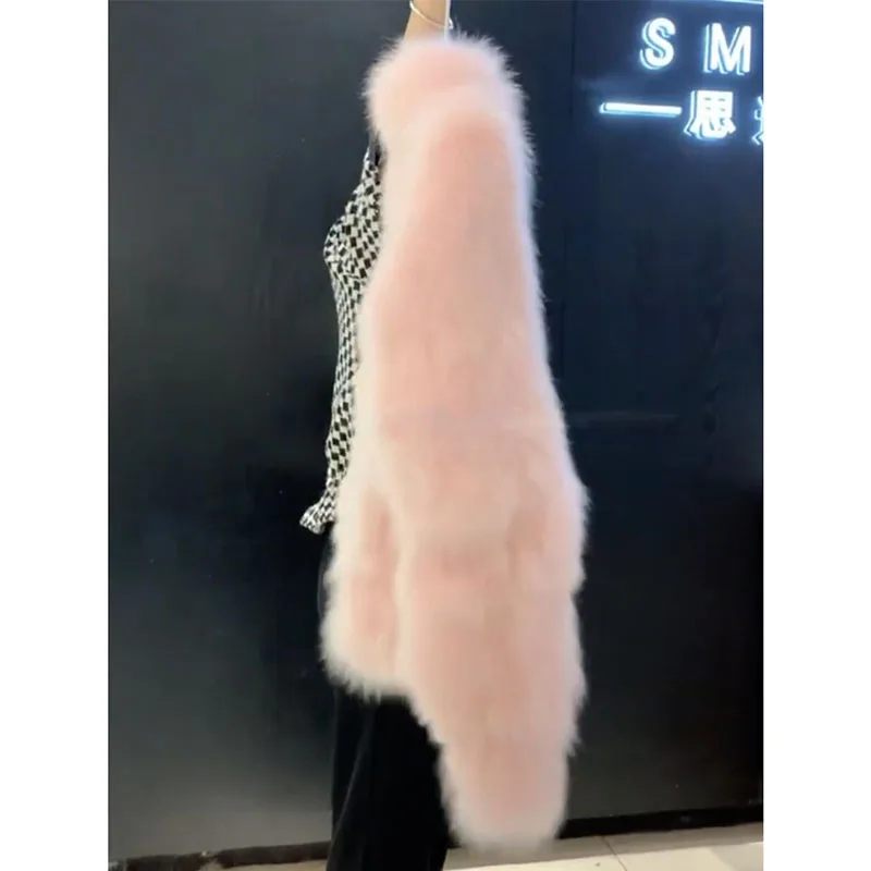 Fashion Pink Rich And Rich High Sense Little Furry Mink Fur Coat Warm Ladies Coat Autumn And Winter New Temperament Jacket