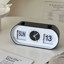 Ins Style Simple Minimalist Perpetual Calendar Desktop Electronic Manual Flipping Calendar Desktop Silent Alarm Clock Ornament