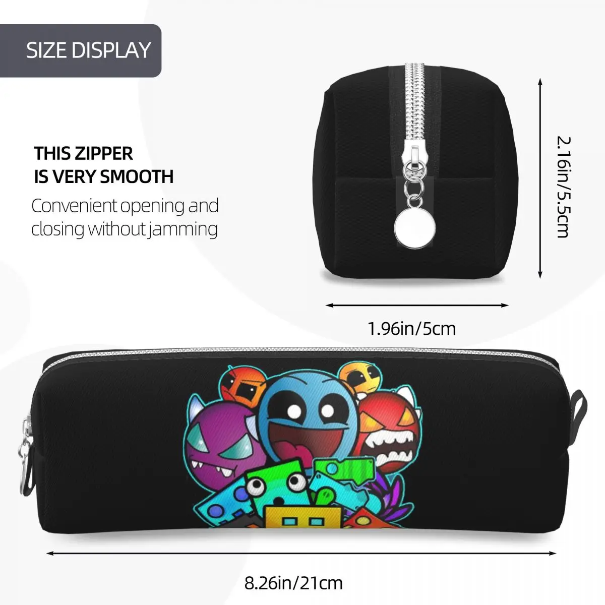 Geometry Dash Game Music Geometric Pencil Cases for Students Pen Box Pencil Bag Large Storage Pencil Pouch Stationery Supplies