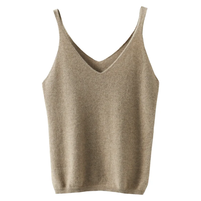 Spring Summer Women Sweater Vest Solid Casual Knitted Tops Sexy V-neck Bottoming Tank Tops 2024 Knit Fashion Korean Tank Top