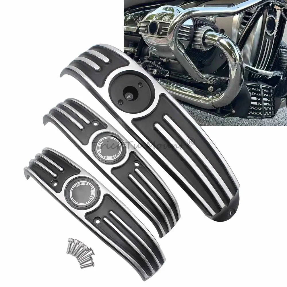 Motorcycle Part Front Side Engine Guard Trim Cover Sliver Black Aluminum Alloy For BMW R18B R18 Transcontinental 2021-2024