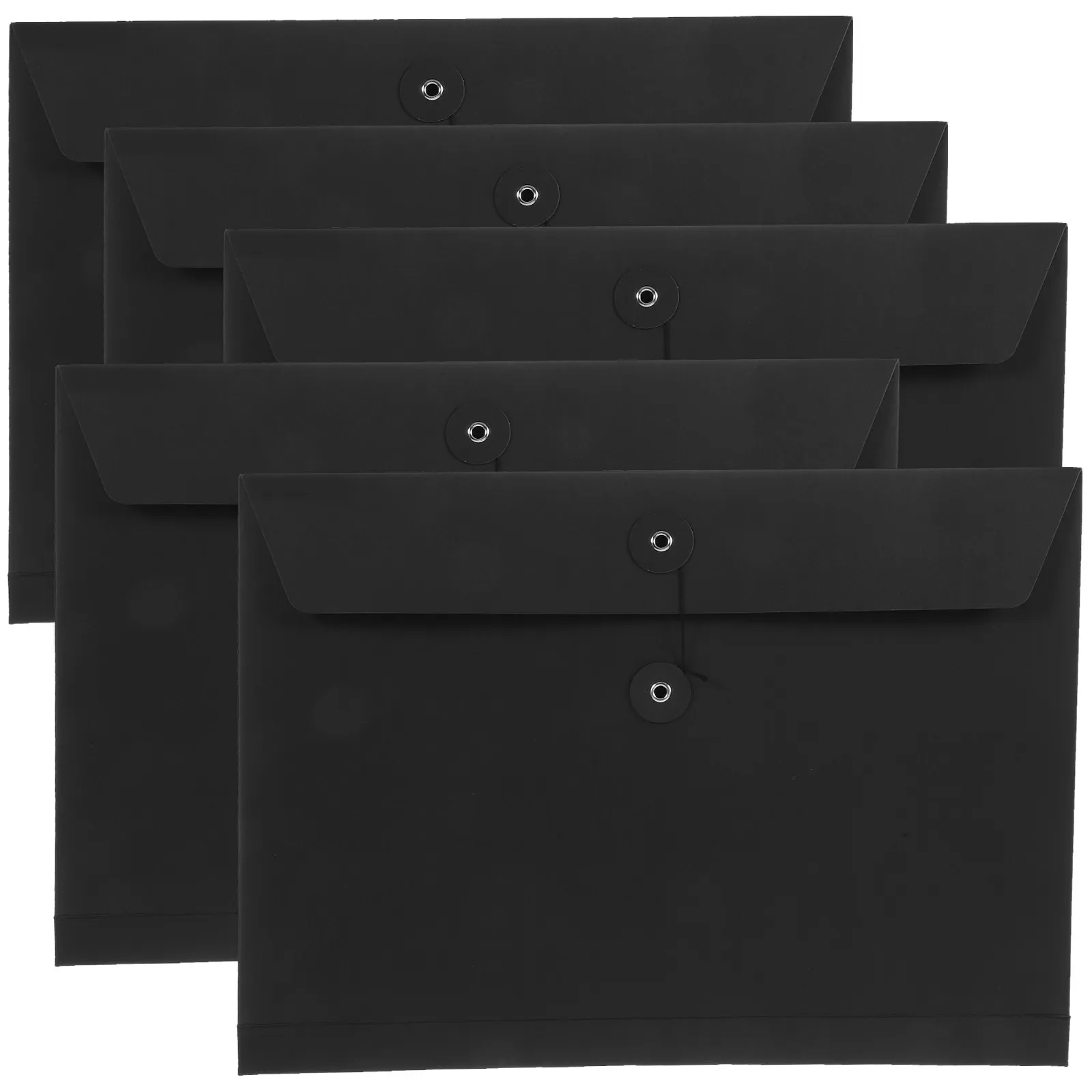 

5Pcs Convenient Large File Storage Bags String Button Design Document Pockets for School Office Business A4 File Folder