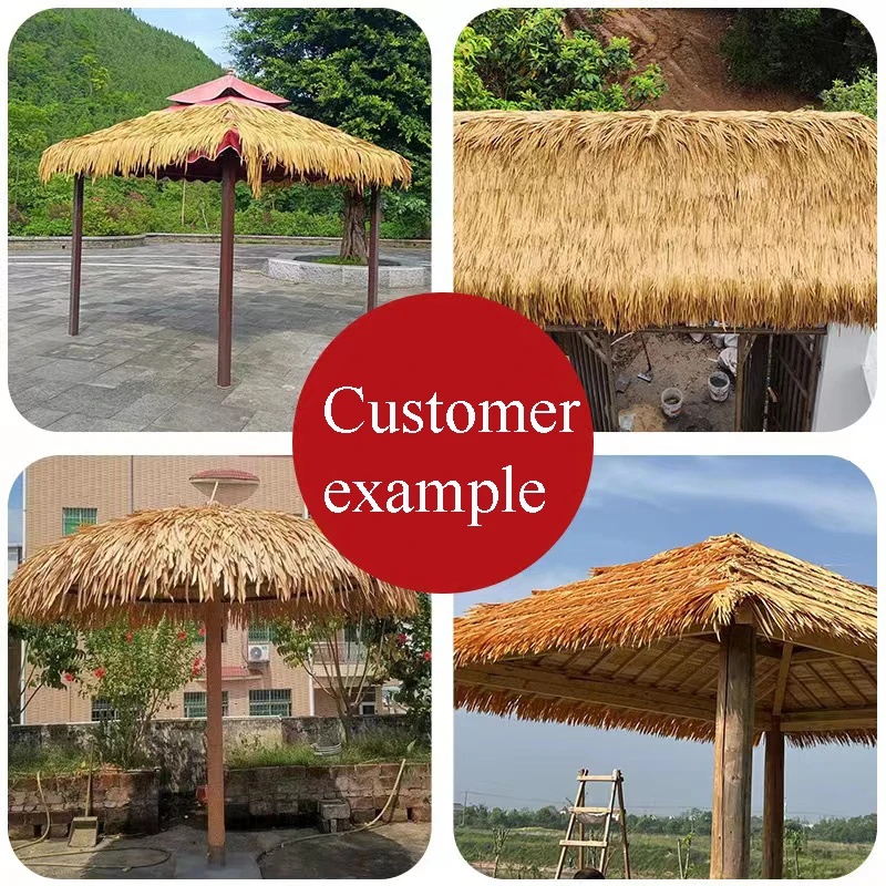 Length 10M Mexican Straw Roof Artifical Plastic Retardant Thatch Simulated Fake Grass Garden Patio Covers Fake Plant Tiki Roof