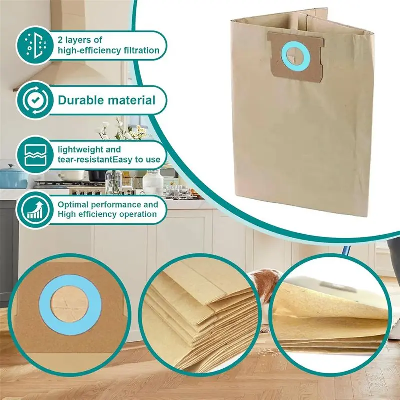 [ABFI!】 DXVA19-4101 Dust Filter Bags,Bags For Shop Vac 6-10 Gallon, Wet Dry Vac Accessories, Dust Collection Bag 6 Pack
