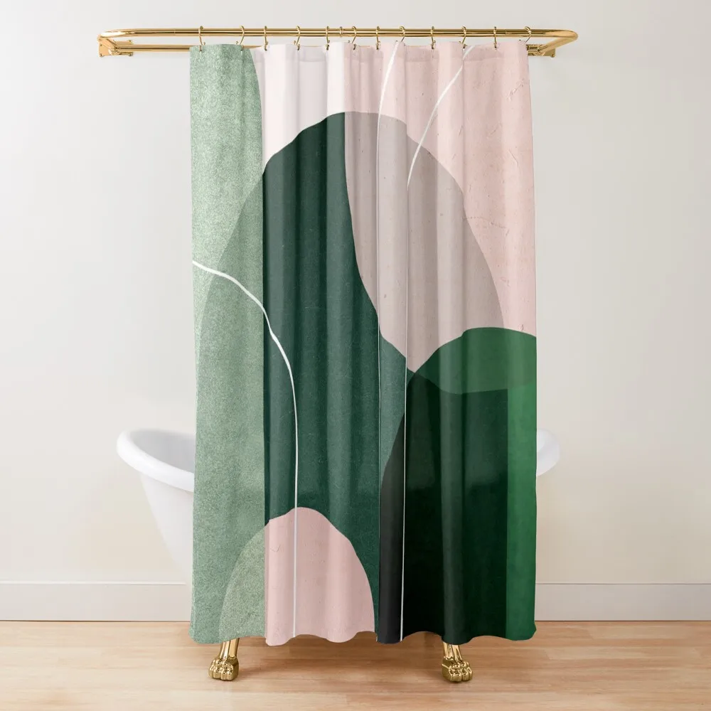 

Mid Century Arches in Pink and Green 2 Shower Curtain Bathroom Fabric For Bathrooms With Beautiful Designs Shower Bath Curtain