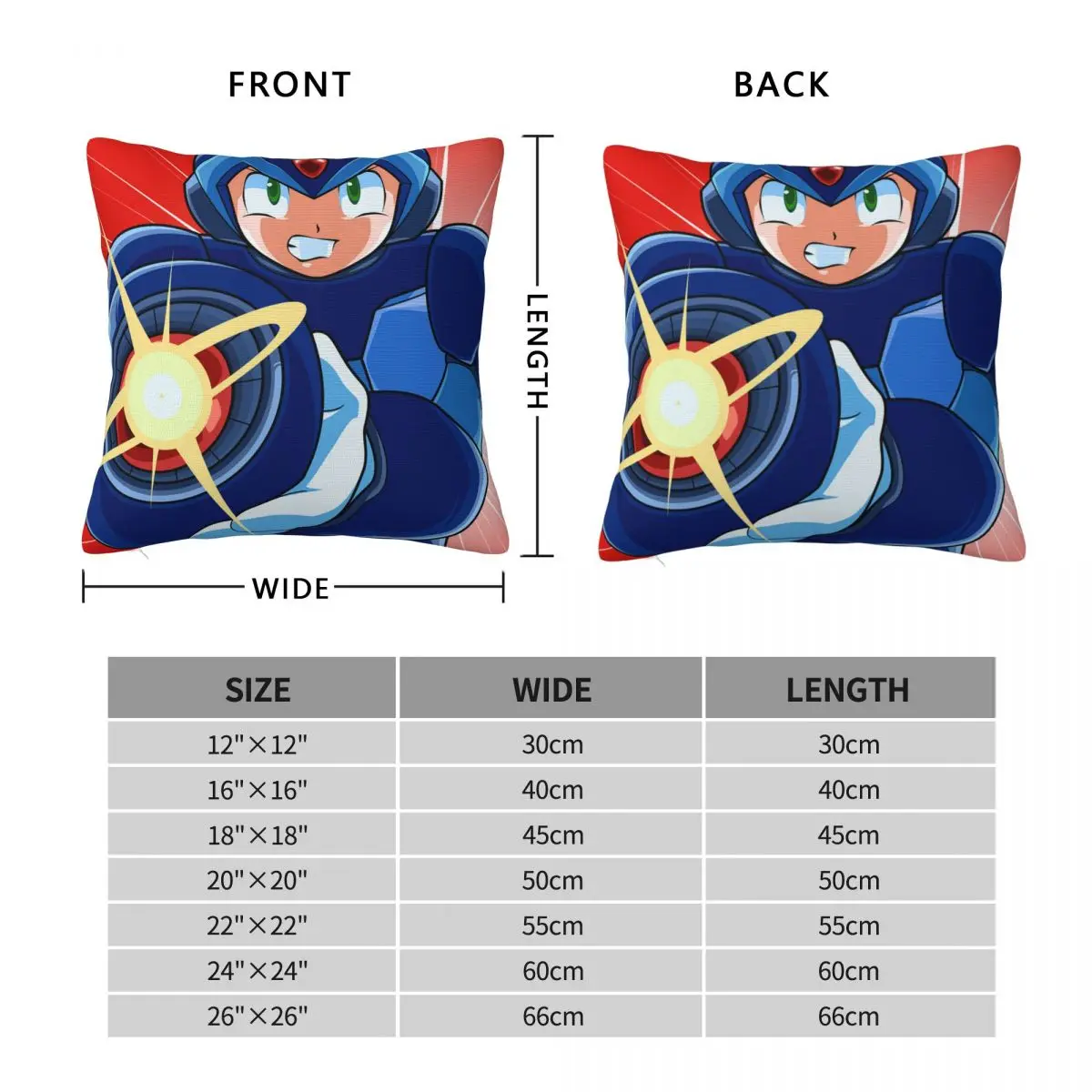 Megaman Video Game Mega Man Square Pillowcase Pillow Cover Polyester Cushion Zip Decorative Comfort Throw Pillow for Home Car