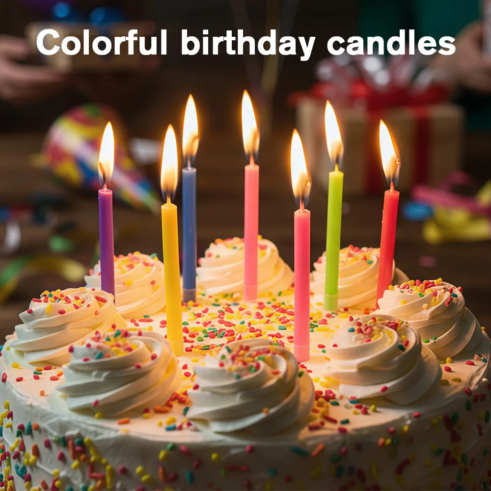 

Vibrant Colorful Flame Candles 6/12-Pack, Flame Cake & Dessert Decorations for Weddings, Birthday Parties & Festival Supplies