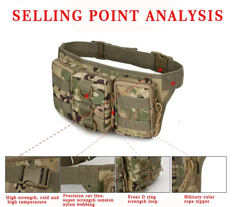 Tactical Men Waist Pack Hiking Waist Bag Outdoor Hunting Sports Bags Climbing Camping Fan Battlefield Fight Tactical Package