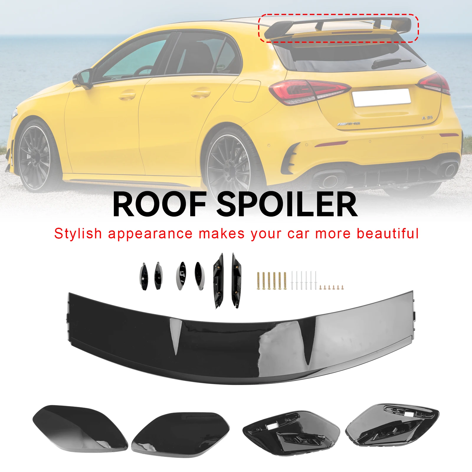 Areyourshop AMG Style Rear Boot Spoiler Roof for Mercedes A-Class W177 A35 A45 A180 A200 A220 A260 2019 2020 2021 2022 2023