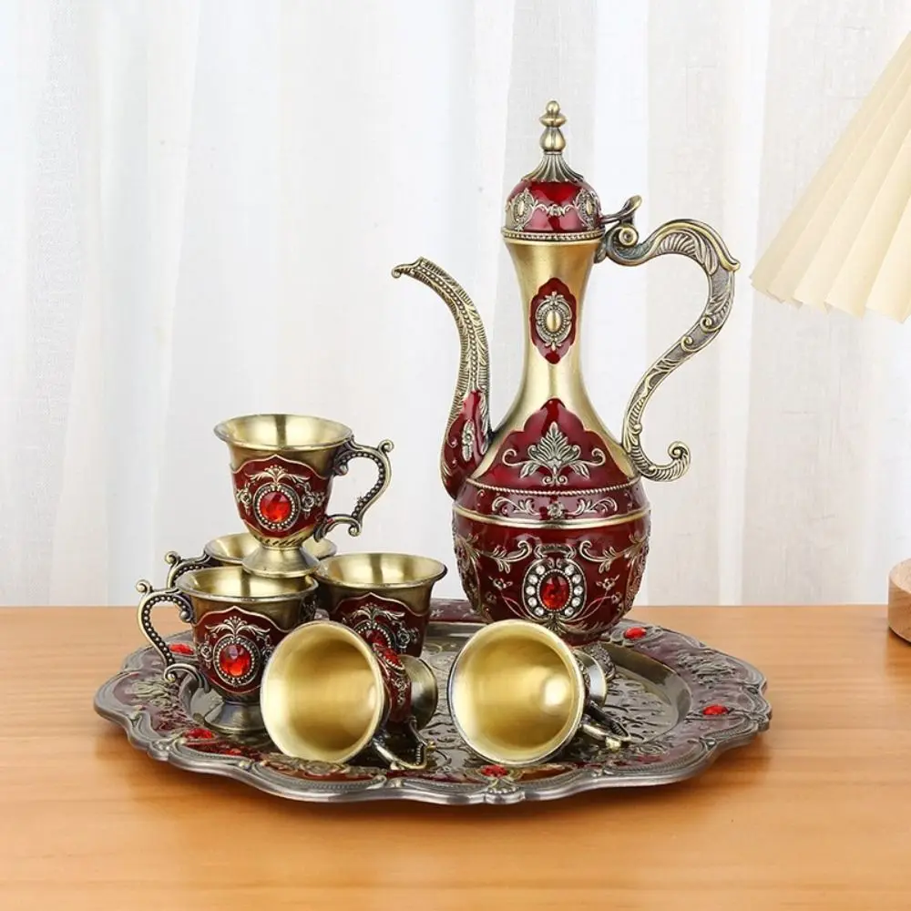 Home Decoration Luxury Turkish Tea Set Multifunctional Metal Teapot Kit European Style Decorative Coffee Pot Set Party view 3