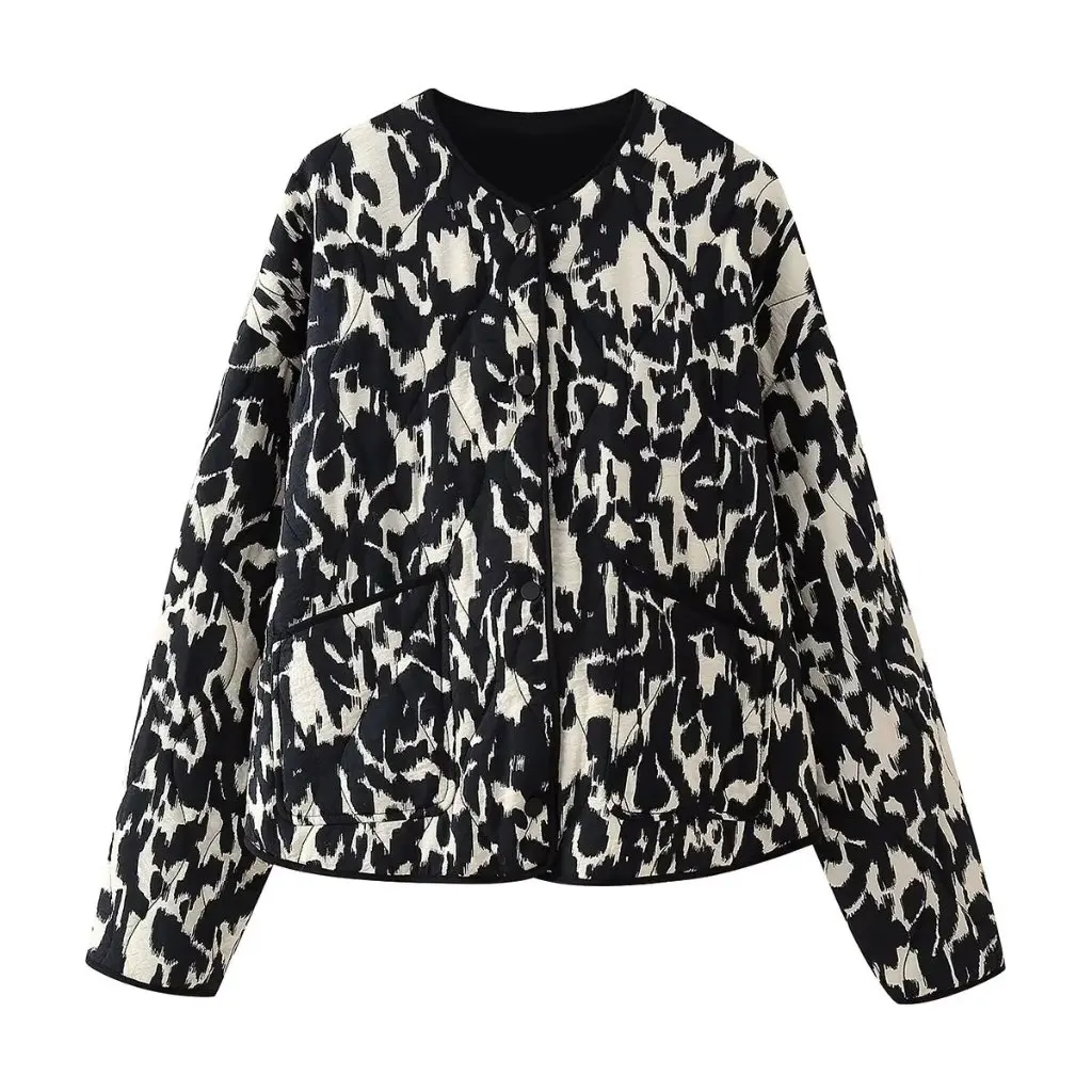 

Fashionable Women's Cotton Jacket Animal Print Autumn Winter European American Style New Arrivals