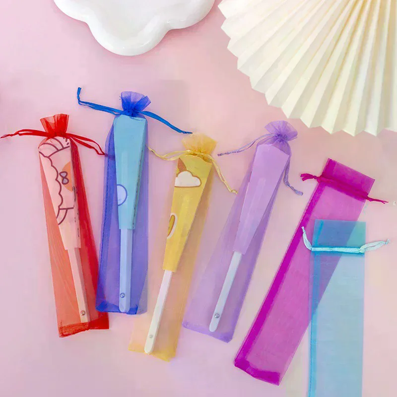 10 Pack Folding Hand Fan Pouch Drawstring Organza Bags Folding Fan Pocket Bag For Outdoor Wedding Party Favor Gift Bags
