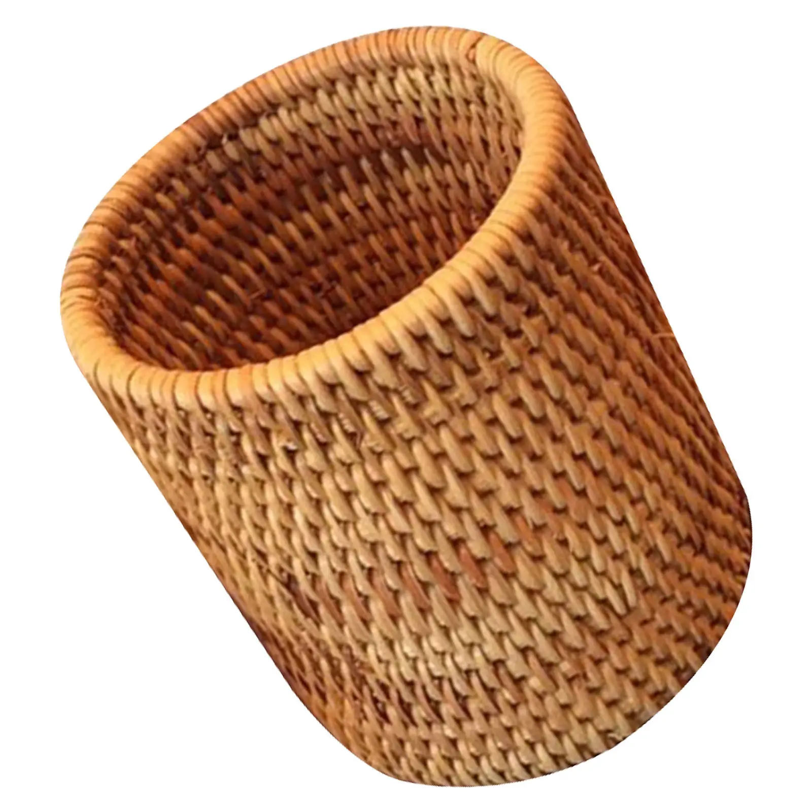 1Pcs Elegant Round Rattan Woven Tea Set Holder Tea Ceremony Accessories Storage Basket Pen Container Gift for Birthday Wedding