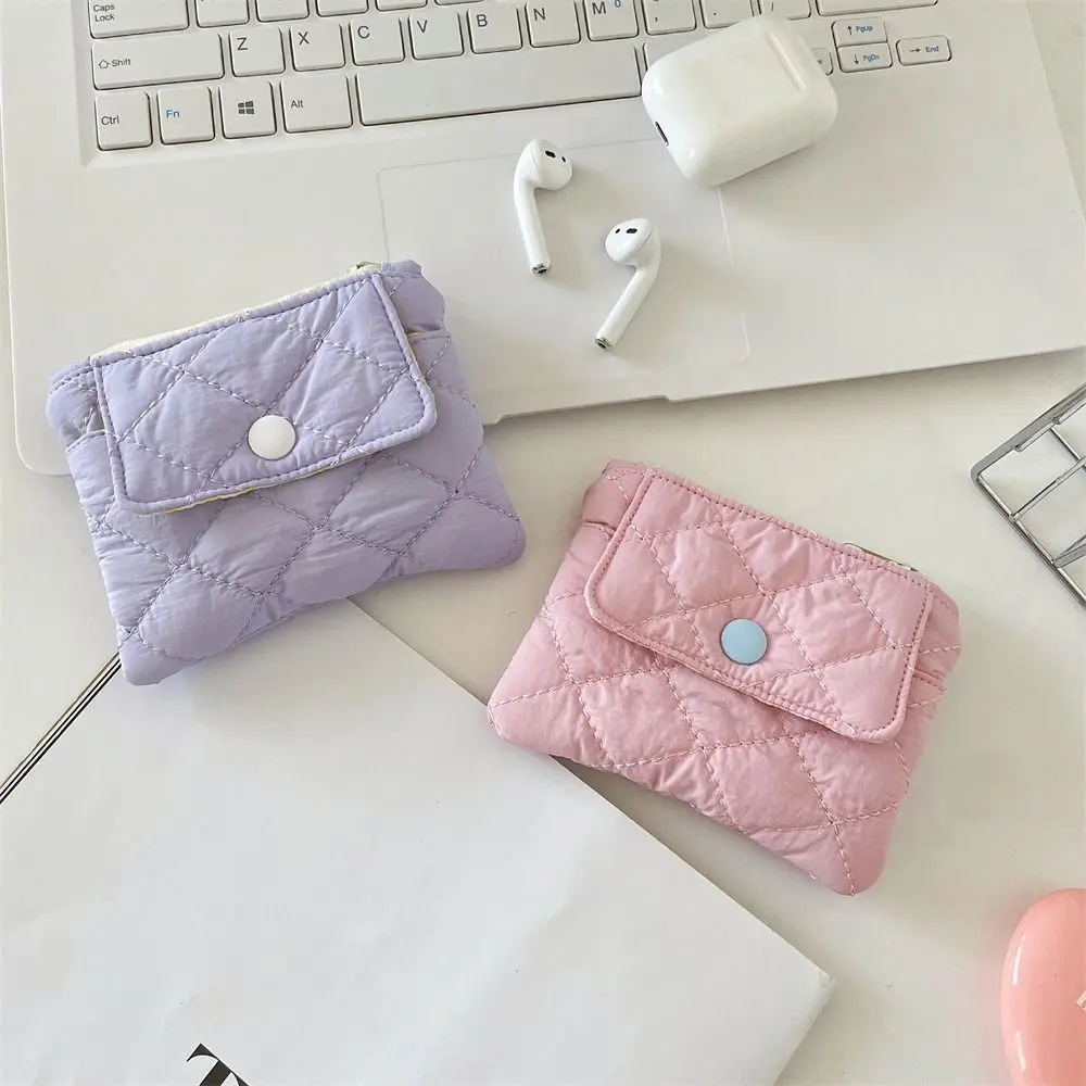 

Multifunctional Mini Canvas Coin Purse Candy Color Jewelry Packing Bag Cute Wallet Card Holder Sanitary Napkin Storage Bag