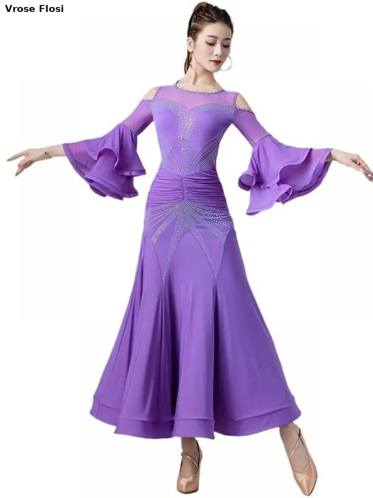 

2025 Modern Dance Big Swing Dress Skirt New National Standard Waltz Friendship Dance Professional Competition Performance Dress