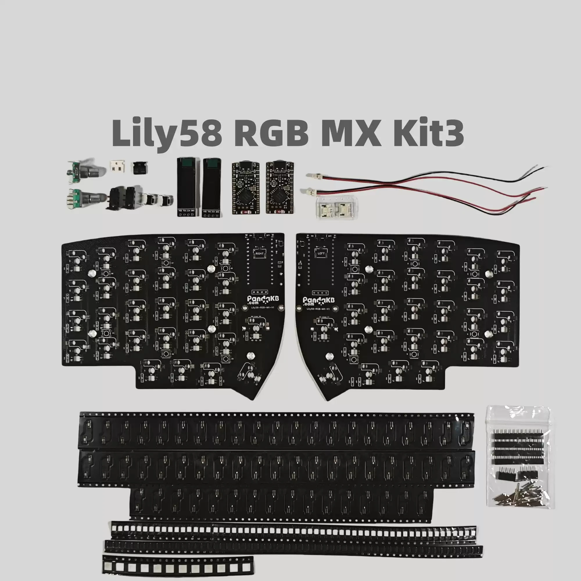 

Комплект печатных плат Lily58 Rgb Mx Проводная/беспроводная разделенная клавиатура Rgb Набор печатных плат Индивидуальные аксессуары для ПК для Lily58 Комплект разделенной клавиатуры Комплект печатных плат