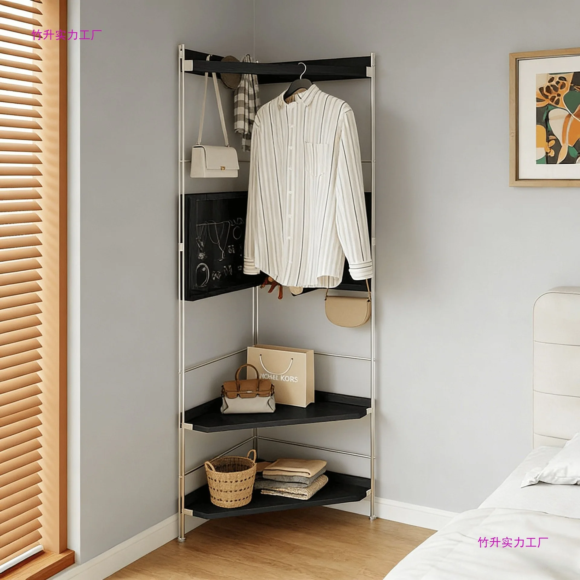 Corner Cabinet Solid Wood Entrance Cabinet Triangle Cabinet Bedroom Shelf Household Storage Rack