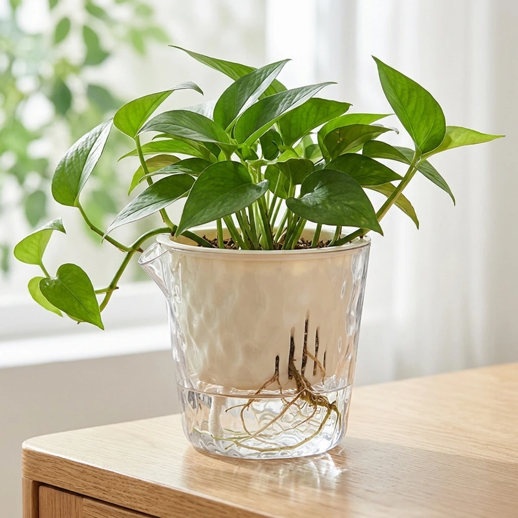 Plant Pot Self Watering Hydroponic Container Automatic Water Absorbing Lazy Planter Transparent Modern Flower Pot for Indoor