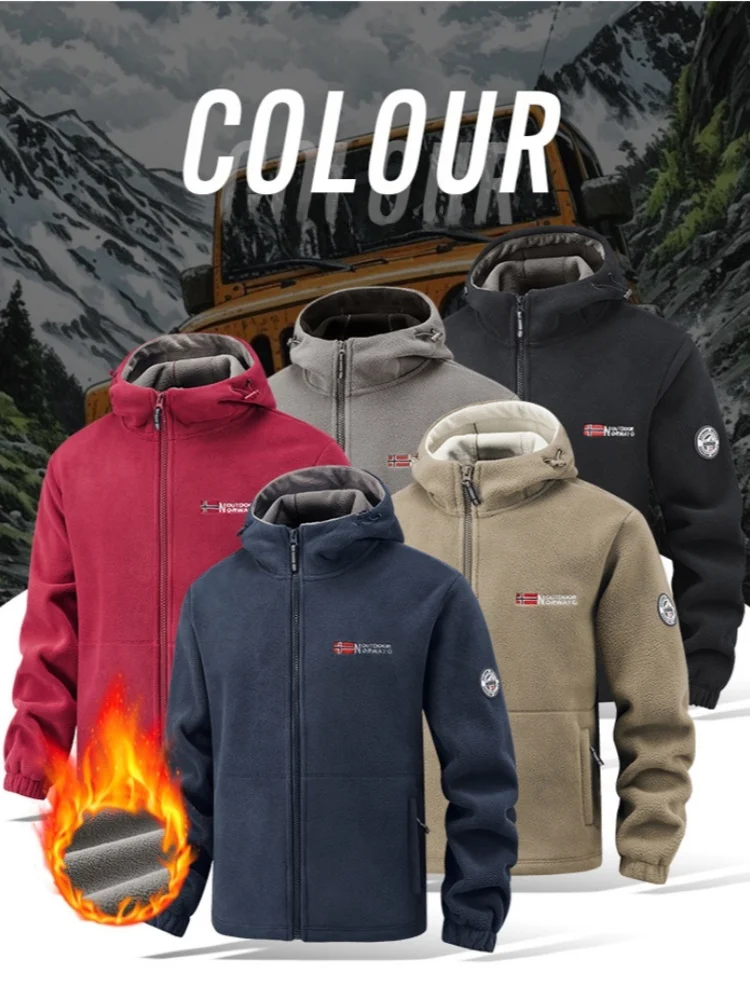 

Мужская куртка с капюшоном Thiened Fce на подкладке, верхняя одежда, кардиган, толстовка, пальто, осень-зима, уличный теплый полиэстер, нейлон...