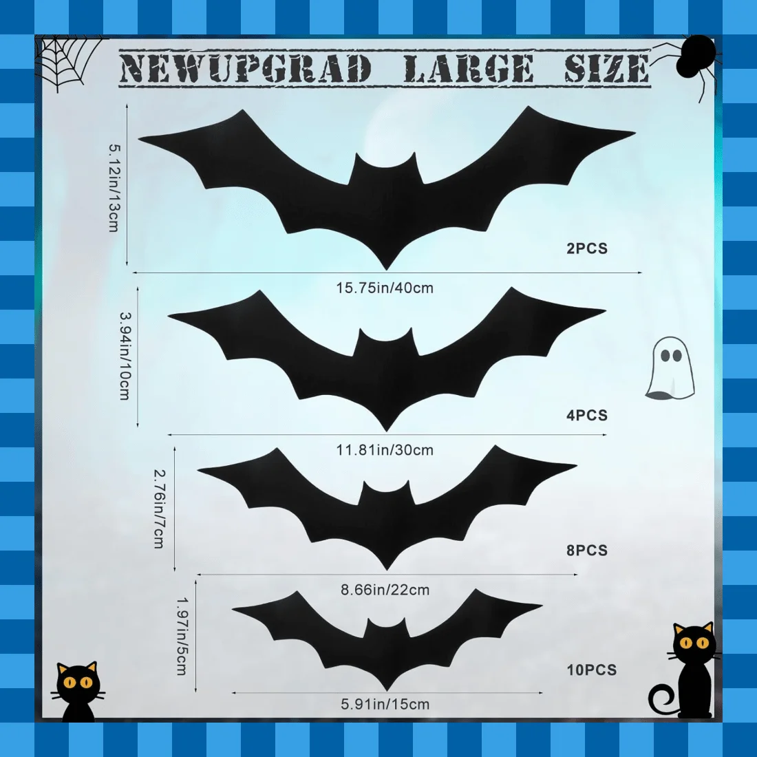 ملصقات خفاش سوداء واقعية ثلاثية الأبعاد لجميع القديسين، ملصقات جدارية PVC قابلة للإزالة للحفلات الداخلية والخارجية والمنزل وديكور السيارة