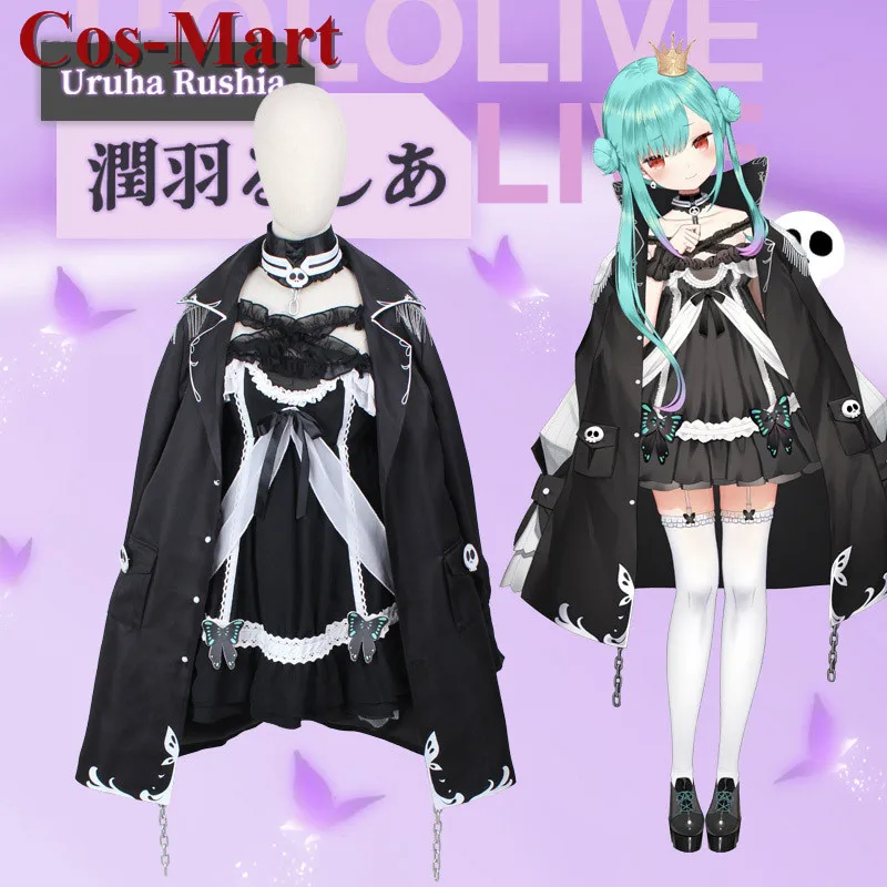 

Cos-Mart Anime Vtuber Hololive Uruha Rushia Cosplay Costume 2nd Sweet Lovely Black Coat Activity Party Role Play Clothing XS-XL