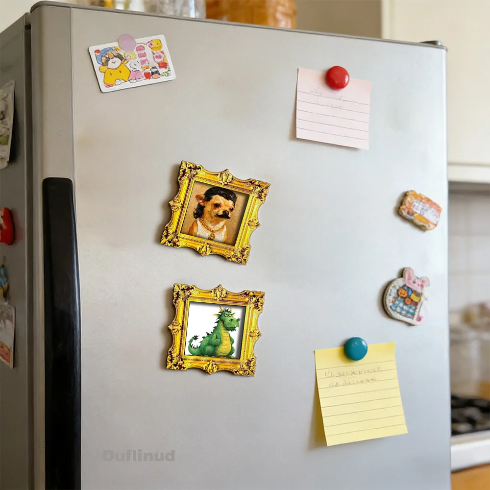 Retro Gerahmter Chihuahua-Kunstmagnet, Originelles Hundeporträt-Dekor für Kühlschrank, Schrank, Schließfach und Geschenk für Tierliebhaber – Detail 7