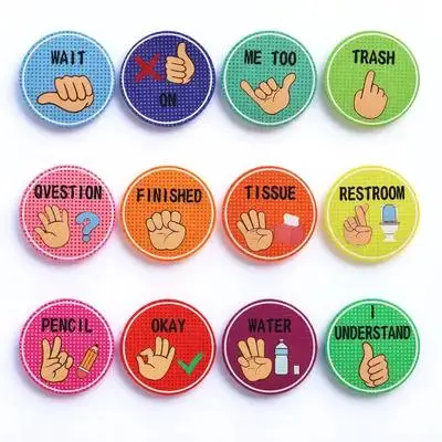 Gesture Poster Boho Klassenzimmer Hand Signale Aufkleber Asl Karten Wissenschaft Dekor Flash Grundschule
