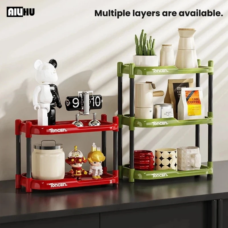 Stackable Desktop Storage Shelf Multi-Layer Countertop Organizer Rack for Office Supplies Kitchen Spice Cosmetics Home Storage