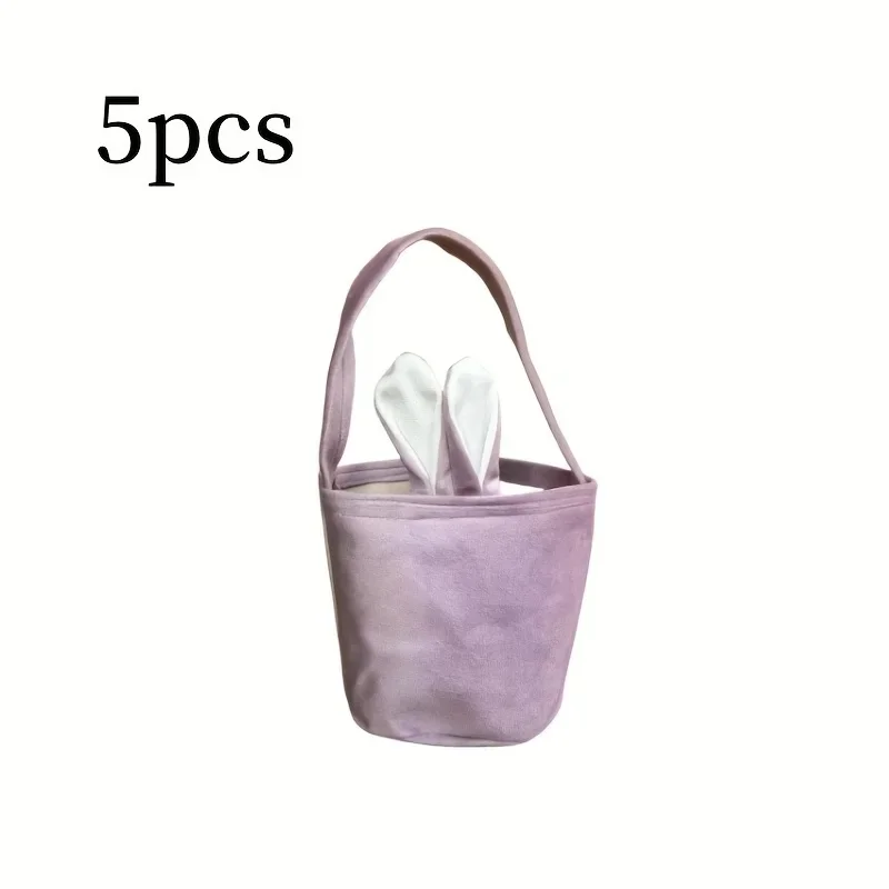5 Bunny Ear Gift Tote Bags, DIY Personalized Storage Bucket, Large Capacity Basket, Easter Party Atmosphere Decoration