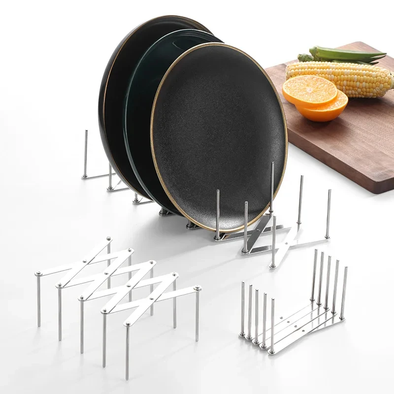 1Pc Foldable Kitchen Dish Drain Rack Dinnerware Storage Organizer Tray Plate Drying Shelf Cups Display Stand Drainer Holder