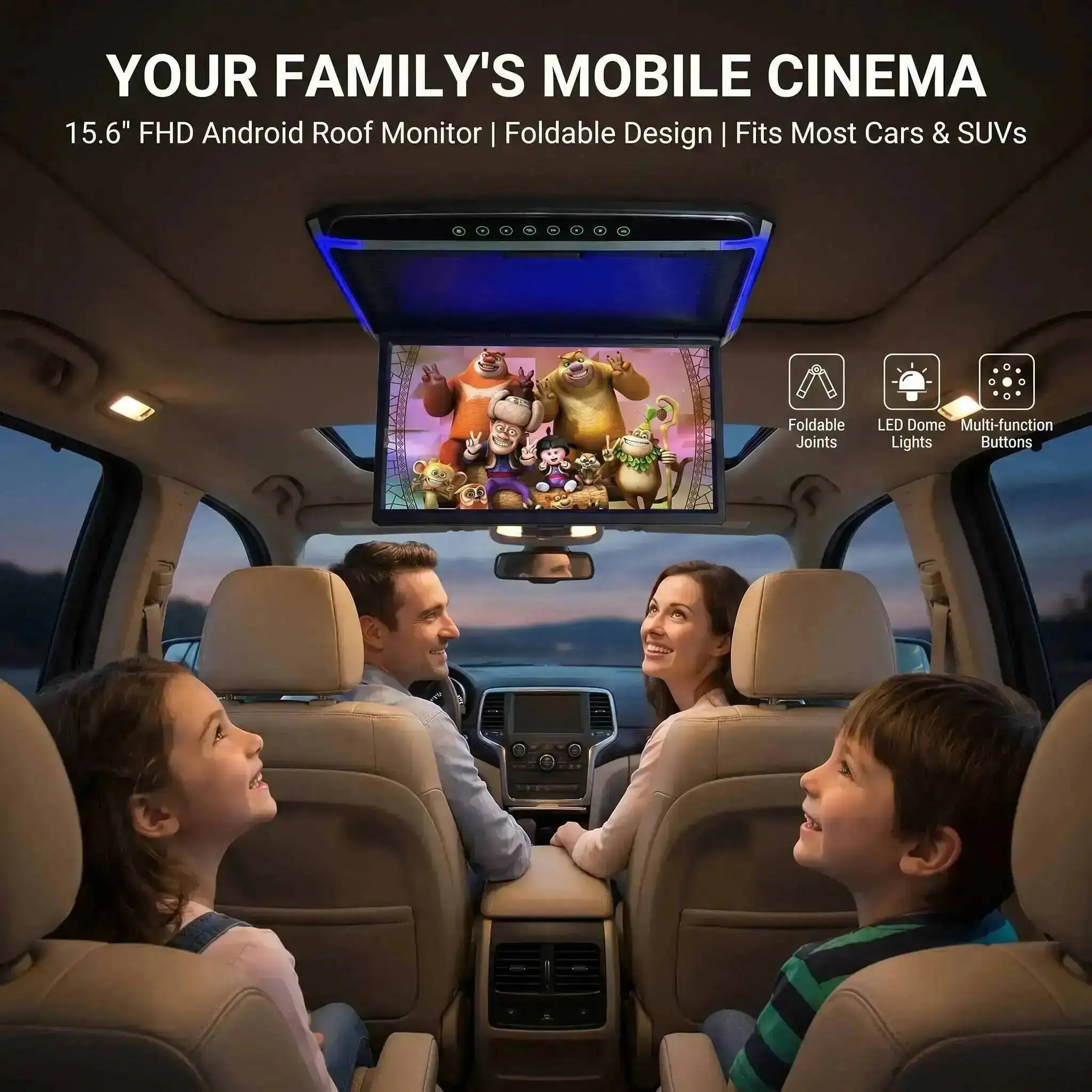 11.6 Inch Digital Screen 1366*768P 4+64G WiFi Car Ceiling Roof Monitor TV Car Overhead Multimedia Video Android/MP5 LED Display