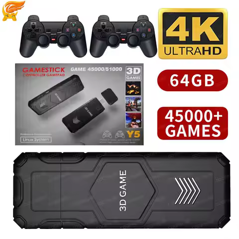 Coopreme Y5 Retro Tv Game Stick 2.4G Wireless Controller 4K HD Video Game Console Support Multiplayer PS1 Family Portable