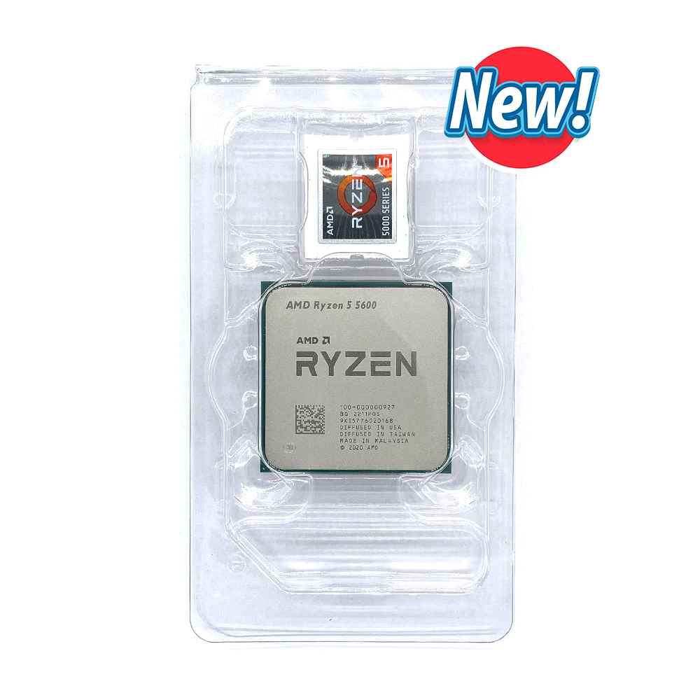 جديد AMD Ryzen 5 5600 R5 5600 3.5GHz 6-Core 12-الموضوع CPU المعالج 7NM 65 واط L3 = 32 متر 100-000000927 المقبس AM4 المنشأ صندوق مع مروحة